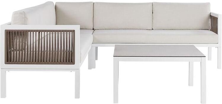 Beliani BORELLO Loungeset voor 4 Wit Aluminium
