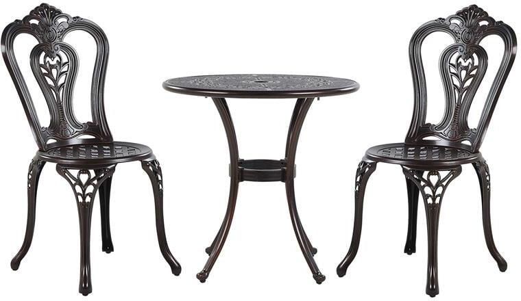 Beliani BOVINO Bistroset voor 2 Bruin Aluminium