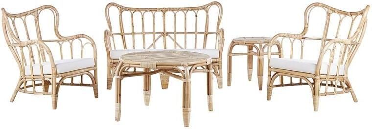 Beliani BRINDISI Loungeset voor 4 Natuurlijk Rotan