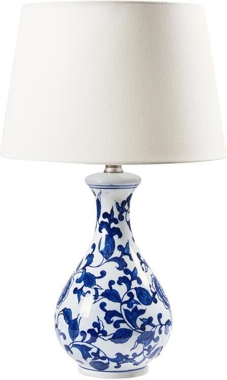 Beliani CARMEN Tafellamp Wit|Blauw Porselein|Linnen