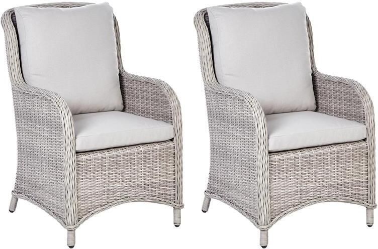 Beliani CASCAIS Tuinstoel set van 2 Beige PE rotan