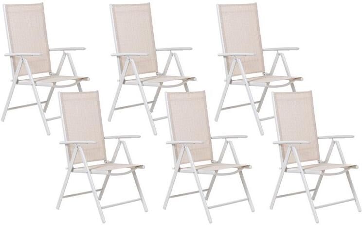Beliani CATANIA Tuinstoel set van 6 Beige Aluminium