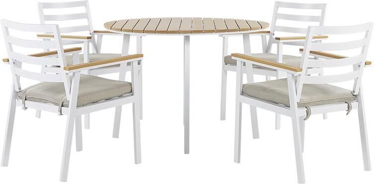 Beliani CAVOLI Tuinset voor 4 Wit|Beige Aluminium