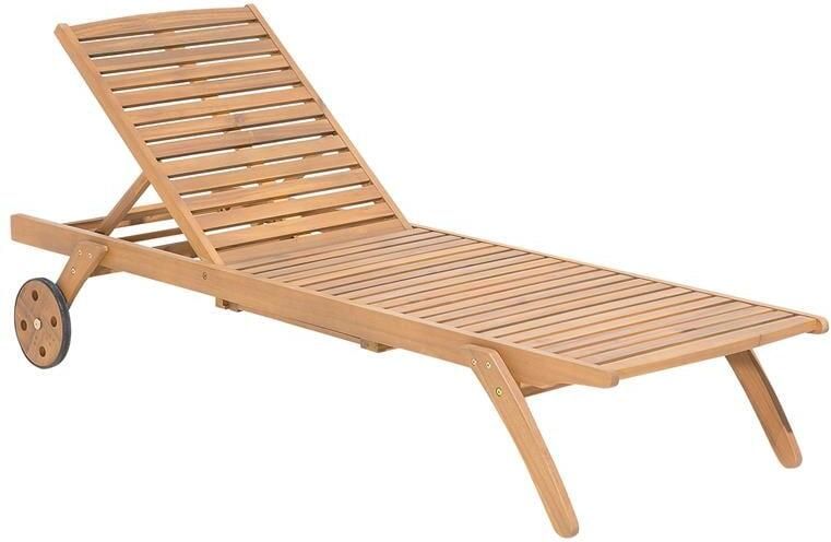 Beliani CESANA Ligstoel Lichte houtkleur Acaciahout