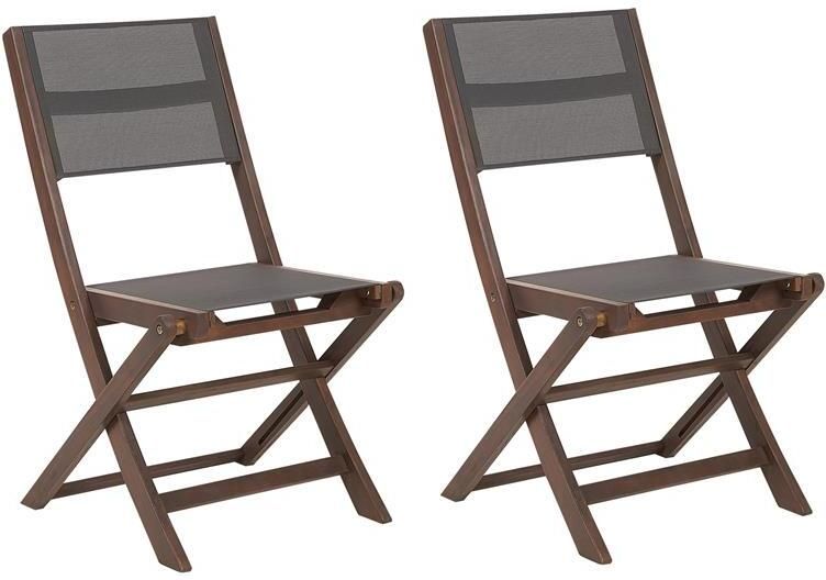 Beliani -CESANA -Tuinstoel set van 2-Donkerbruin|Grijs-Acaciahout