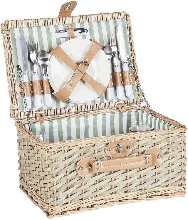 Beliani CLEMENTINE Picknickmand voor 4 Natuurlijk Wilgenhout