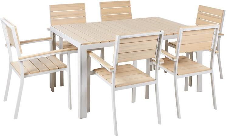 Beliani COMO Tuinset voor 6 Lichthout Kunsthout