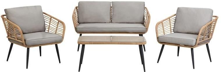 Beliani CORINTH II Loungeset voor 4 Natuurlijk PE rotan