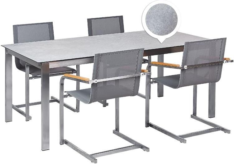 Beliani COSOLETO Tuinset 4 persoons Grijs Graniet|Glas
