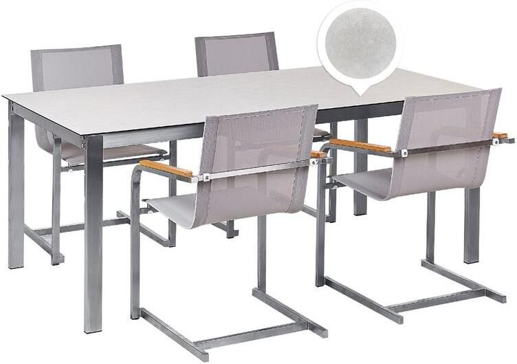 Beliani COSOLETO Tuinset 4 persoons Wit Graniet|Glas