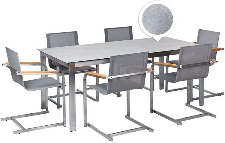 Beliani COSOLETO Tuinset 6 persoons Grijs Graniet|Glas