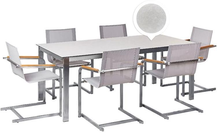 Beliani COSOLETO Tuinset 6 persoons Wit Graniet|Glas