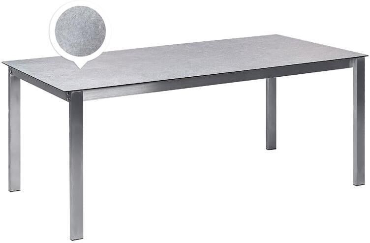 Beliani COSOLETO Tuintafel Grijs Glas|RVS