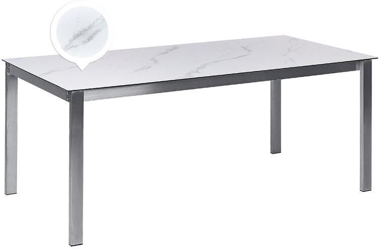 Beliani COSOLETO Tuintafel Marmer effect Glas|RVS