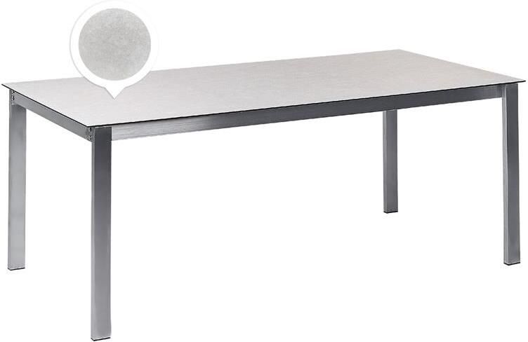 Beliani COSOLETO Tuintafel Wit Glas|RVS
