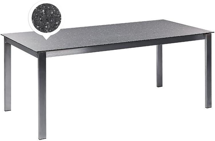 Beliani COSOLETO Tuintafel Zwart Glas|RVS