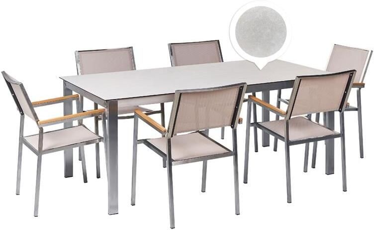 Beliani COSOLETO|GROSSETO Tuinset 6 persoons Wit Graniet|Glas