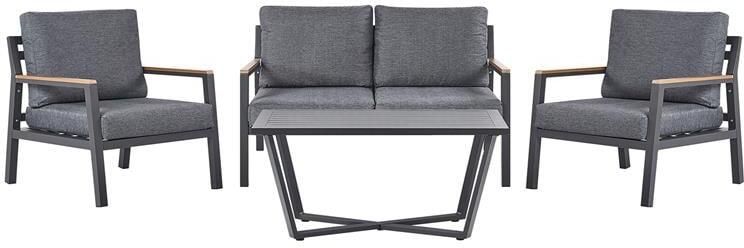 Beliani DELIA Loungeset voor 4 Grijs Aluminium