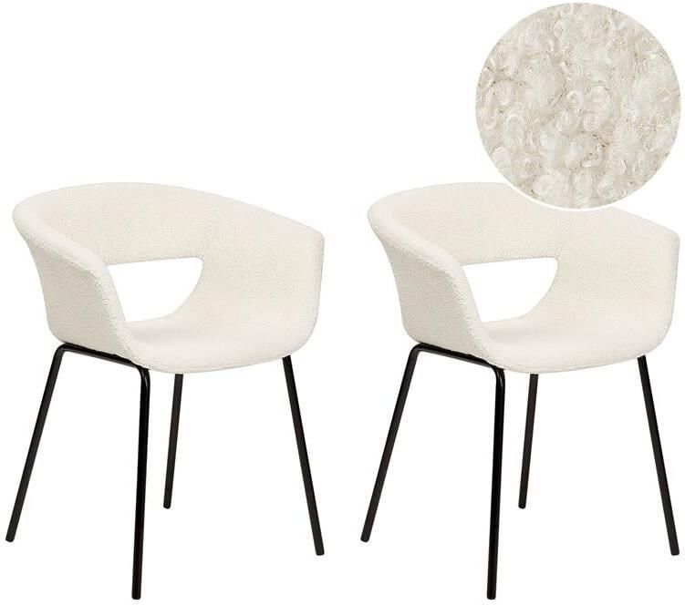 Beliani ELMA Eetkamerstoelen set van 2 Gebroken wit Polyester - Foto 3