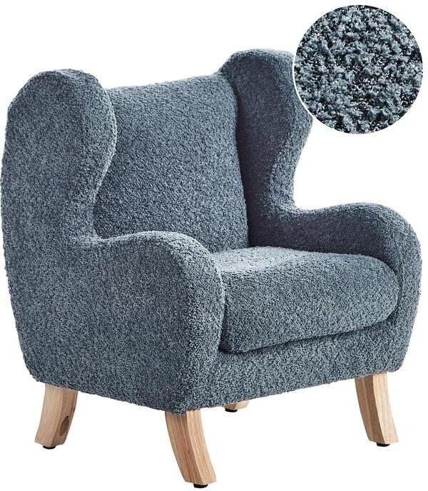 Beliani FARUM Kinderfauteuil Donkerblauw Bouclé