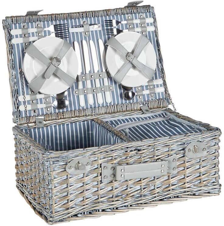 Beliani FIGUE Picknickmand voor 4 Grijs Wilgenhout