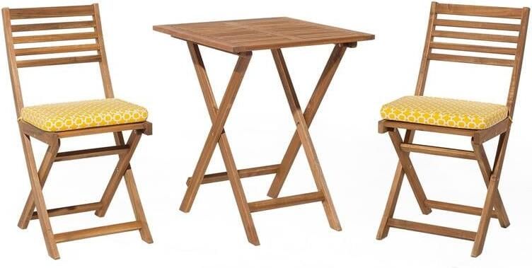 Beliani FIJI Bistroset voor 2 Lichte houtkleur|Geel Acaciahout