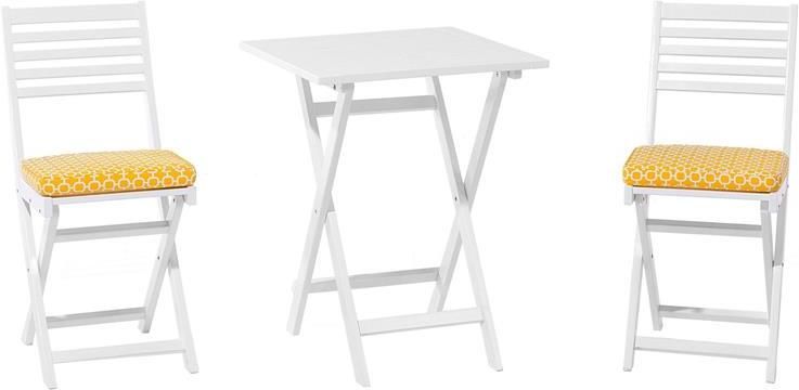 Beliani FIJI Bistroset voor 2 Wit |Geel Acaciahout