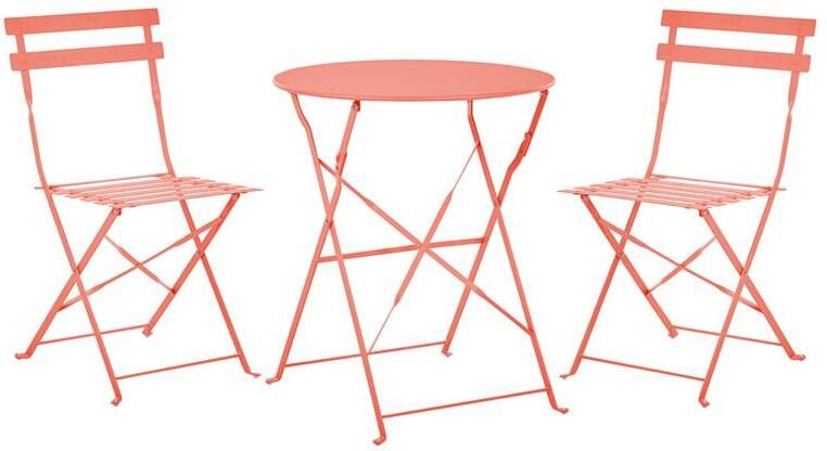 Beliani FIORI Bistroset voor 2 Koraalrood Staal