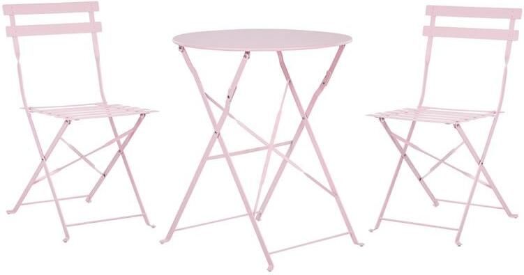 Beliani FIORI Bistroset voor 2 Pastelroze Staal