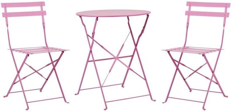 Beliani FIORI Bistroset voor 2 Roze Staal