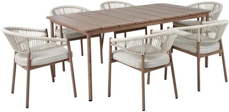 Beliani FLAVIA Tuinset 6-zits Taupe|Donkerhout Aluminium