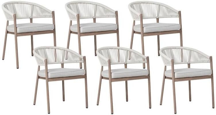 Beliani FLAVIA Tuinstoelen set van 6 Donkerhout Aluminium