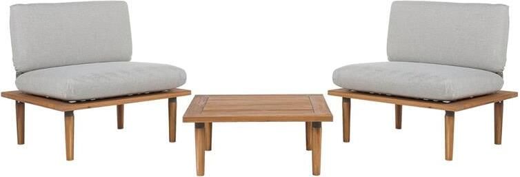 Beliani FRASCATI Loungeset voor 2 Grijs Acaciahout