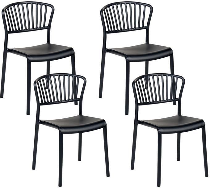 Beliani GELA Tuinstoel set van 4 Zwart Polypropyleen