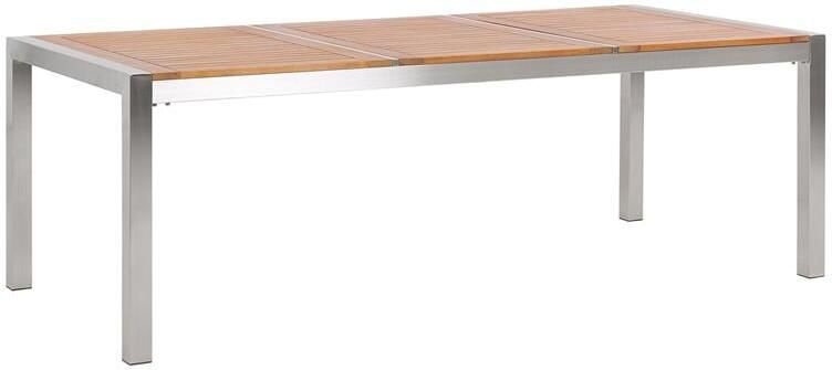Beliani -GROSSETO -Tuintafel-Lichte houtkleur-100 x 220 cm-RVS