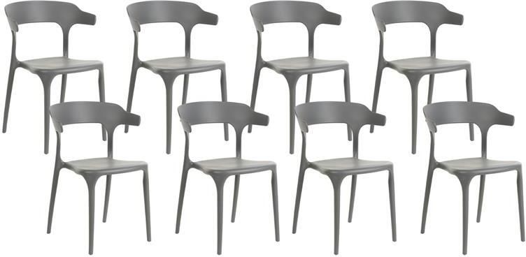Beliani -GUBBIO-Eetkamerstoel set van 8-Lichtgrijs-Polypropyleen