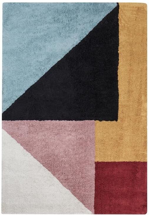 Beliani -JALGAON-Laagpolig vloerkleed-Donkerblauw-140 x 200 cm-Katoen - Foto 3