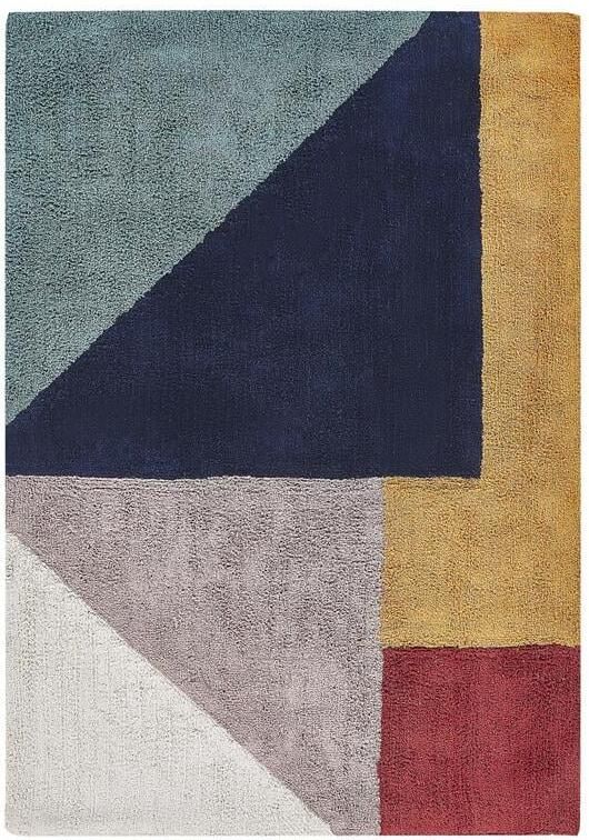 Beliani -JALGAON-Laagpolig vloerkleed-Donkerblauw-160 x 230 cm-Katoen - Foto 3