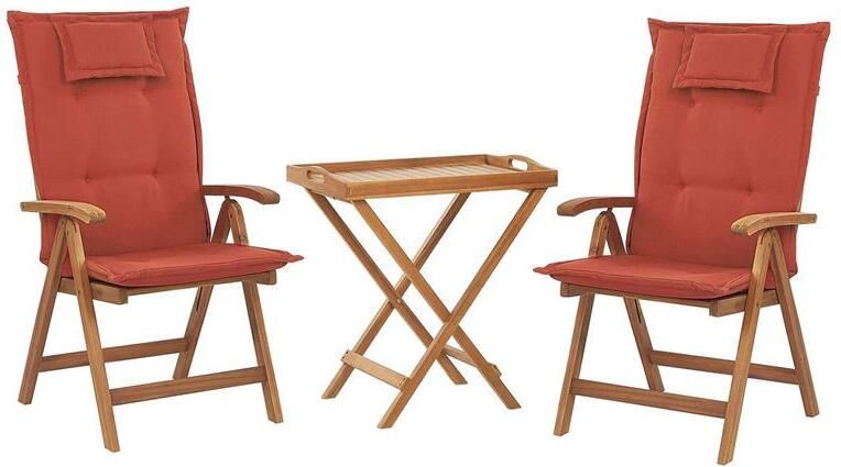 Beliani JAVA Bistroset voor 2 Rood Acaciahout
