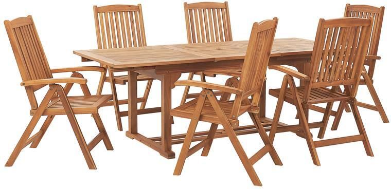 Beliani JAVA Tuinset voor 6 Lichte houtkleur Acaciahout
