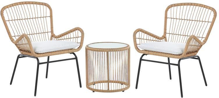Beliani LABICO Bistroset voor 2 Natuurlijk PE rotan