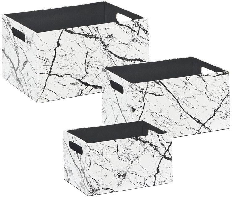 Beliani LARSA Opbergdozen set van 3 Wit Kunstleer