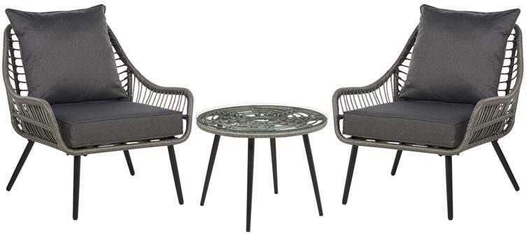 Beliani LAURETO Bistroset voor 2 Grijs PE rotan