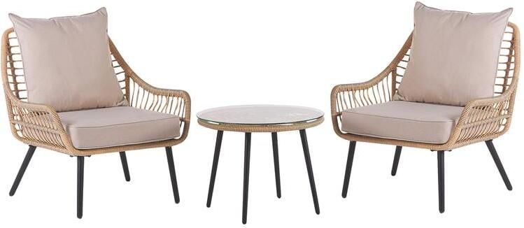 Beliani LAURETO Bistroset voor 2 Natuurlijk PE rotan