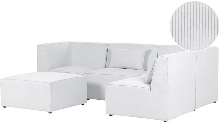 Beliani -LEMVIG-Hoekbank 4-zits-Gebroken wit-Linkerzijde-Corduroy - Foto 2