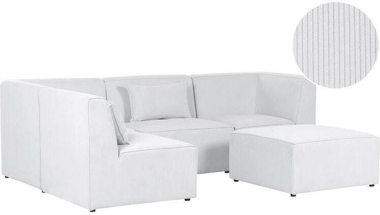 Beliani -LEMVIG-Hoekbank 4-zits-Gebroken wit-Rechterzijde-Corduroy - Foto 2