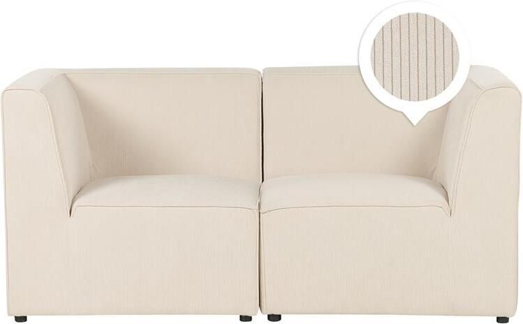 Beliani Modulaire bank LEMVIG Corduroy Lichtbeige 2-zitter - Foto 2