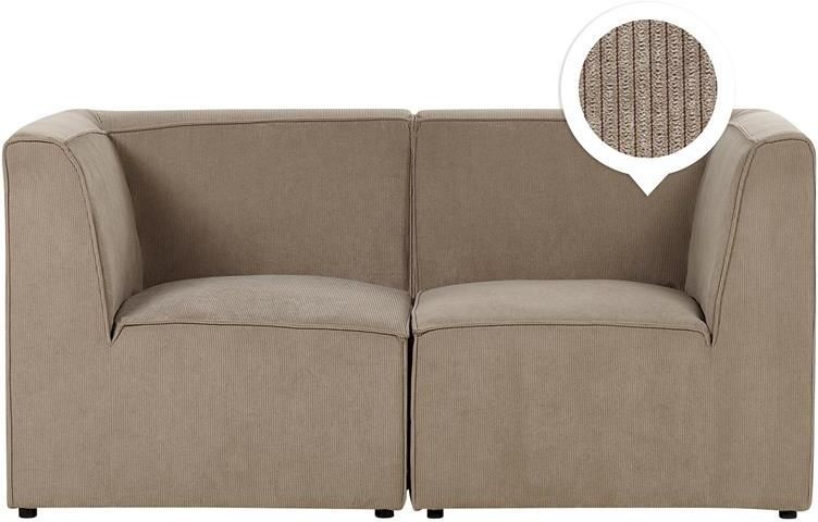 Beliani Modulaire bank LEMVIG Corduroy Taupe 2-zitter - Foto 2