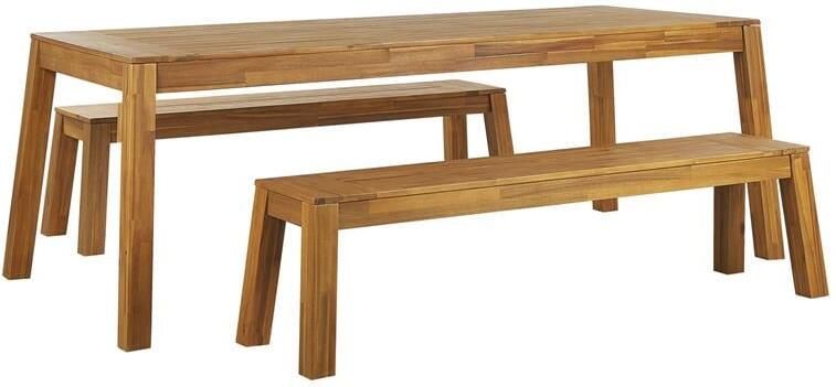 Beliani -LIVORNO -Tuinset voor 6 2 banken-Lichte houtkleur-Acaciahout