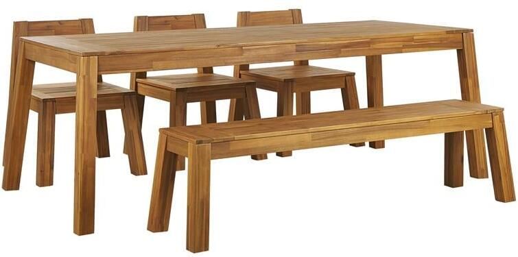 Beliani -LIVORNO -Tuinset voor 6 3 stoelen en bank-Lichthout-Acaciahout